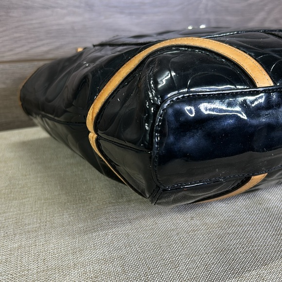 Coach Black and Tan Patent Leather Tote - Picture 11 of 15